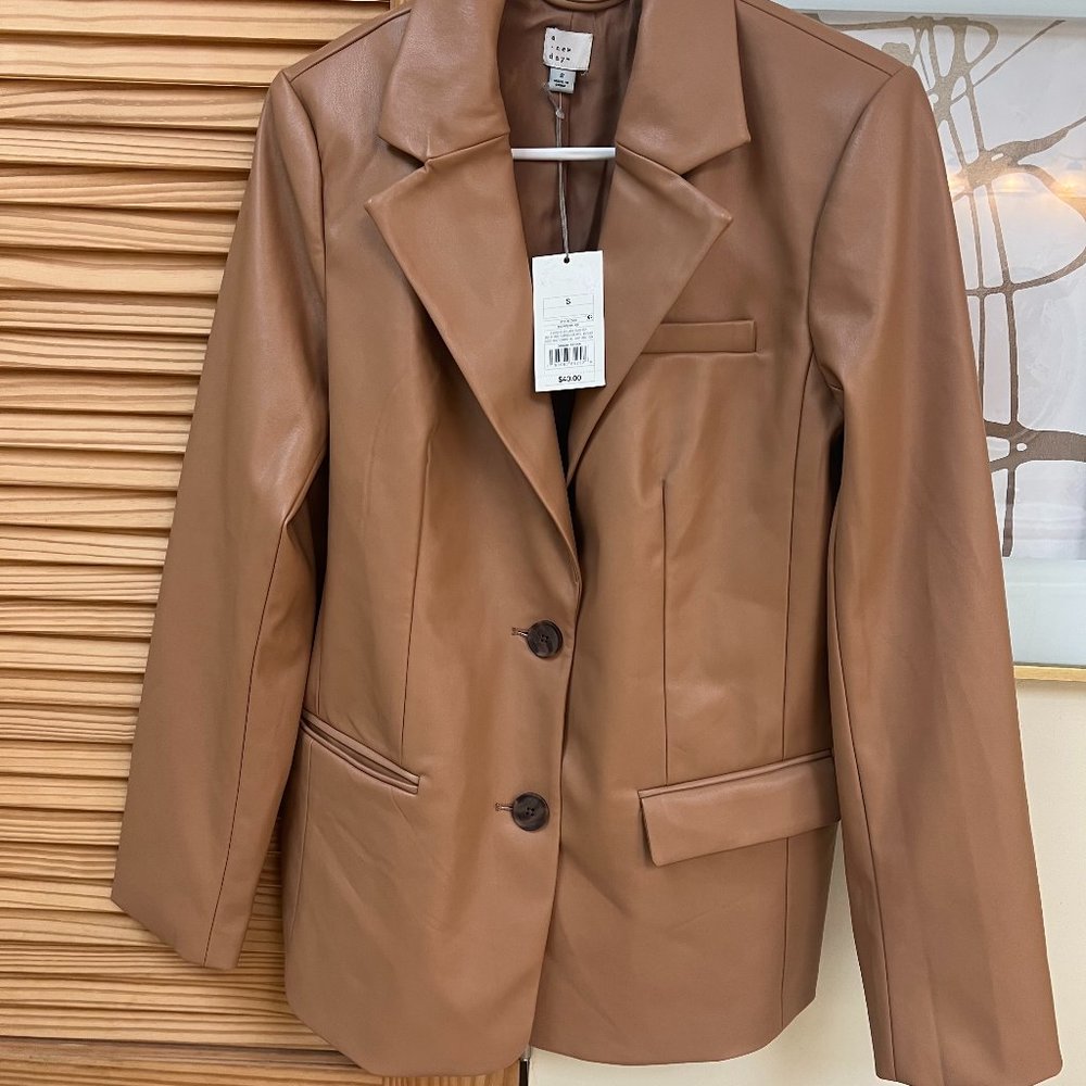 A NEW DAY FAUX LEATHER BLAZER. Caramel color.